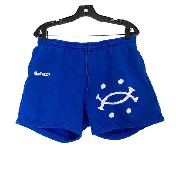 Madhappy Buddy Heritage Shorts Cotton Embroidered Royal Blue M GUC - Picture 2 of 10
